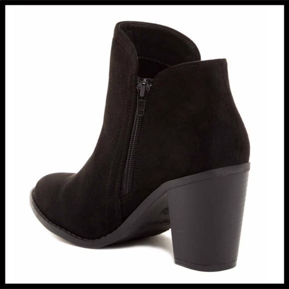 BLACK ANKLE BOOTIES BLOCK HEEL MOTO BOOTS - Picture 6 of 8